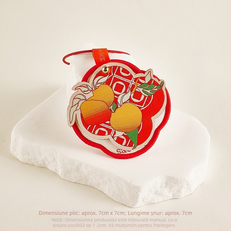 Sachet parfumat pentru mașină, pandantiv brodat cu binecuvântări de noroc, prosperitate, longevitate, fericire și avere. Material: țesătură; Stil: chinezesc; Meșteșug: broderie; Personalizabil pentru utilizare în mașină.