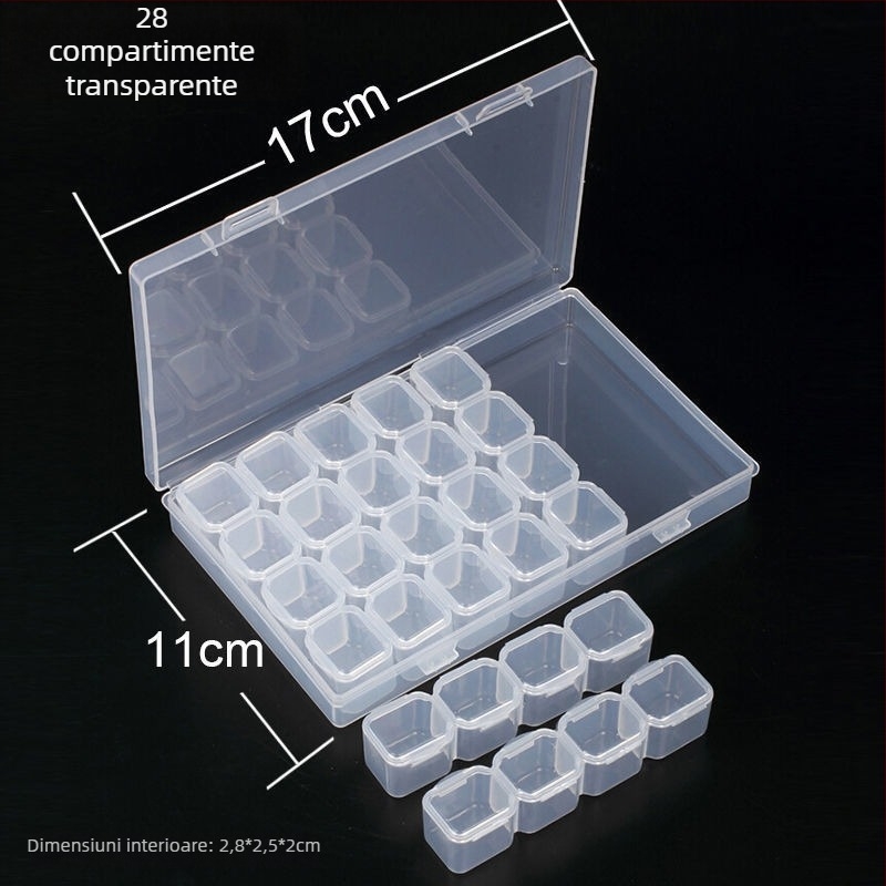 Cutie de depozitare pentru unelte de pictură cu diamante și broderie croșetată, 64-grilă, model peisaj, minimalist modern