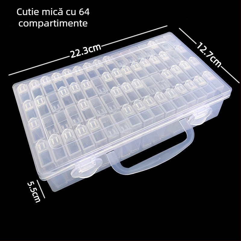 Cutie de depozitare pentru unelte de pictură cu diamante și broderie croșetată, 64-grilă, model peisaj, minimalist modern