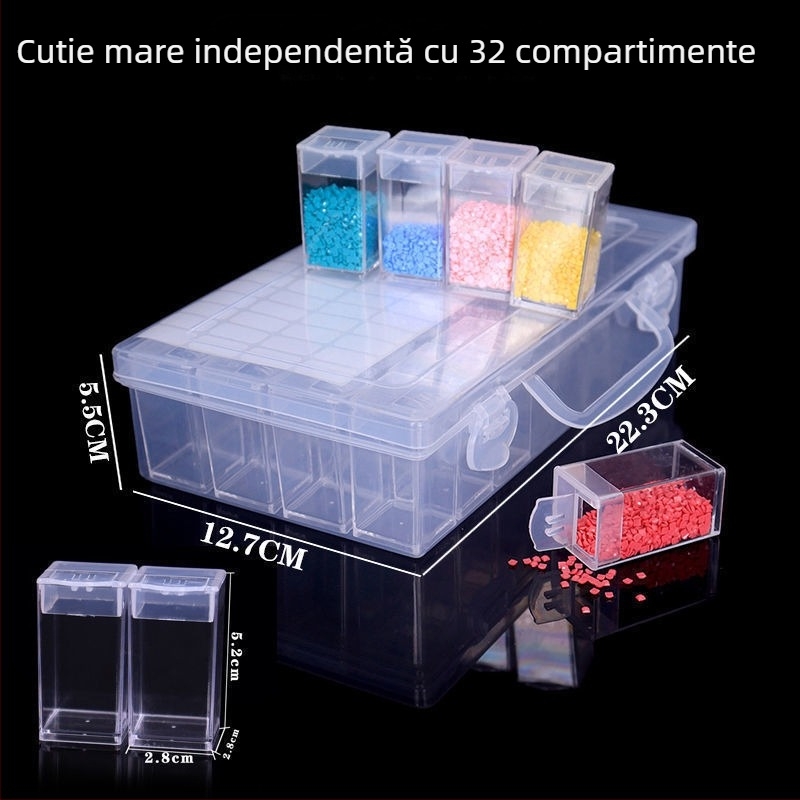 Cutie de depozitare pentru unelte de pictură cu diamante și broderie croșetată, 64-grilă, model peisaj, minimalist modern