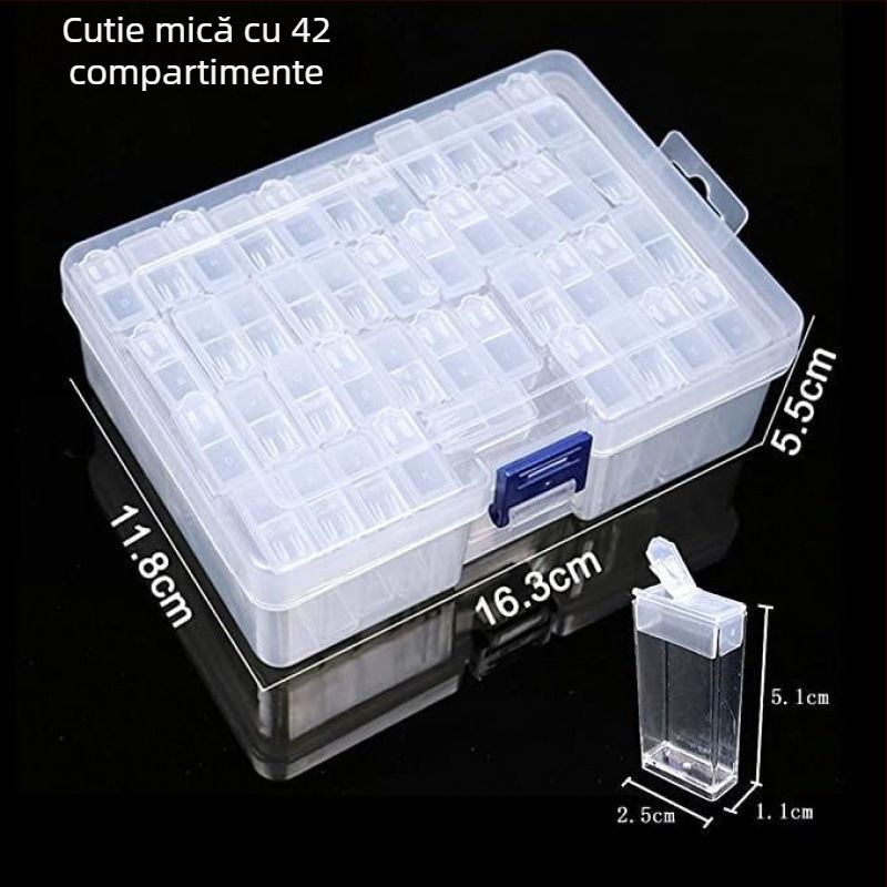 Cutie de depozitare pentru unelte de pictură cu diamante și broderie croșetată, 64-grilă, model peisaj, minimalist modern