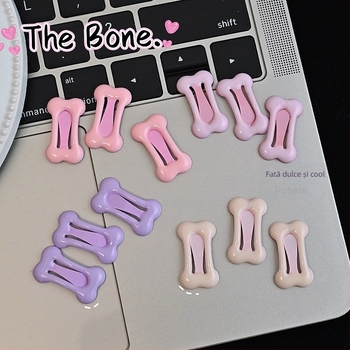 Clip pentru păr pentru copii, în formă de os, din aliaj de fier, finisare cu picurare de ulei, BB clip, stil de vacanță