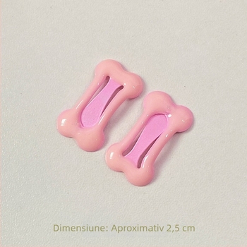 Clip pentru păr pentru copii, în formă de os, din aliaj de fier, finisare cu picurare de ulei, BB clip, stil de vacanță