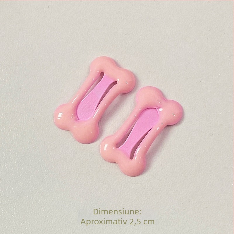 Clip pentru păr pentru copii, în formă de os, din aliaj de fier, finisare cu picurare de ulei, BB clip, stil de vacanță