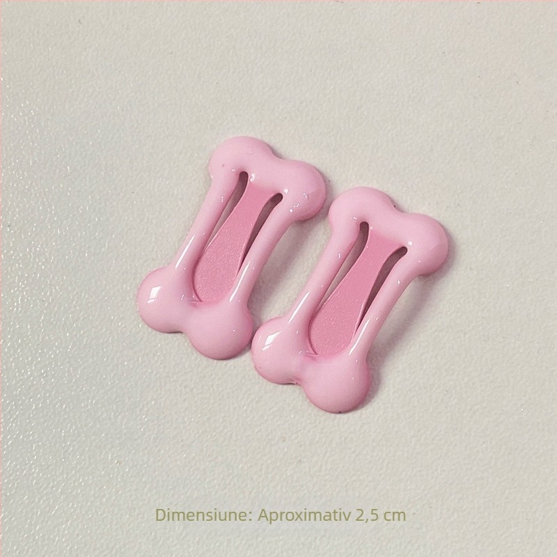 Clip pentru păr pentru copii, în formă de os, din aliaj de fier, finisare cu picurare de ulei, BB clip, stil de vacanță