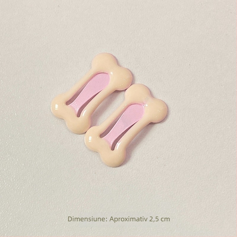 Clip pentru păr pentru copii, în formă de os, din aliaj de fier, finisare cu picurare de ulei, BB clip, stil de vacanță