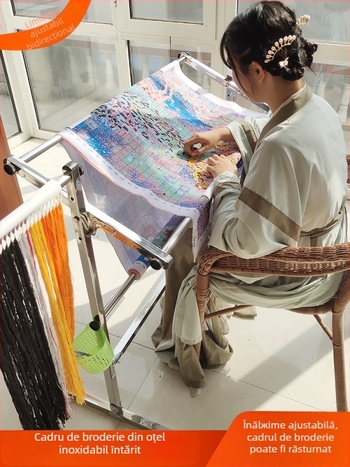 Ramă pentru broderie în cruce, suport reglabil pentru uz casnic, unealtă universală, construcție din placă de plastic, compatibilă cu pânza 9 ct