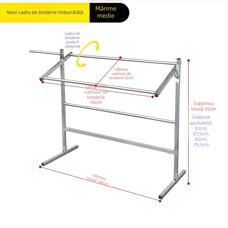 Ramă pentru broderie în cruce, suport reglabil pentru uz casnic, unealtă universală, construcție din placă de plastic, compatibilă cu pânza 9 ct