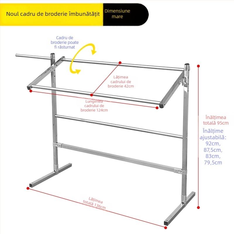 Ramă pentru broderie în cruce, suport reglabil pentru uz casnic, unealtă universală, construcție din placă de plastic, compatibilă cu pânza 9 ct
