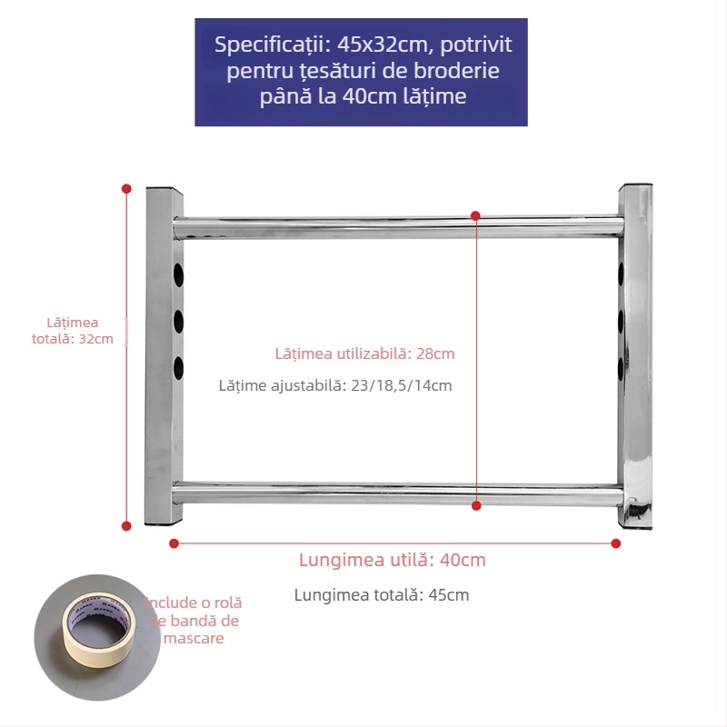 Ramă pentru broderie în cruce, suport reglabil pentru uz casnic, unealtă universală, construcție din placă de plastic, compatibilă cu pânza 9 ct