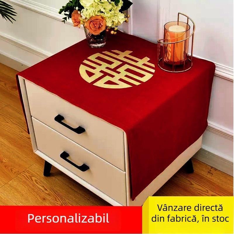 Husă pentru noptiere de nuntă, din in, stil chinezesc, personalizabilă, pentru living și dormitor