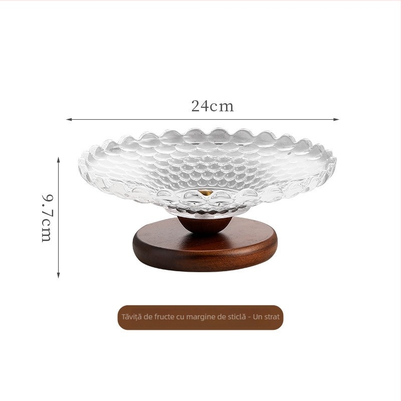 Tavă dublu-etaj din sticlă pentru fructe, stil retro nostalgic, marcă Qian, cadou de ziua de naștere, cadou de Crăciun