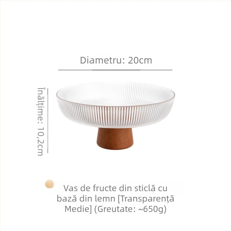 Farfurie pentru fructe pe suport înalt din sticlă, stil nou chinezesc (Material: Sticlă; Categorie: Farfurie pentru fructe; Brand: Xingjia; Lansare pe piață: 2023; Stil: Stil nou chinezesc)