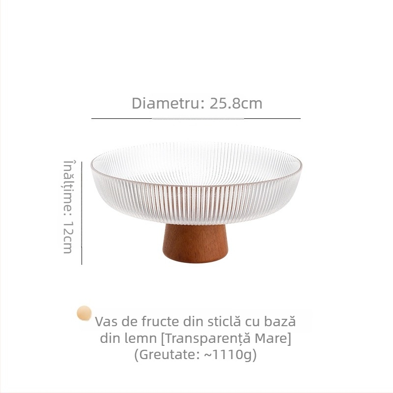 Farfurie pentru fructe pe suport înalt din sticlă, stil nou chinezesc (Material: Sticlă; Categorie: Farfurie pentru fructe; Brand: Xingjia; Lansare pe piață: 2023; Stil: Stil nou chinezesc)