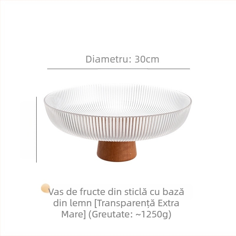 Farfurie pentru fructe pe suport înalt din sticlă, stil nou chinezesc (Material: Sticlă; Categorie: Farfurie pentru fructe; Brand: Xingjia; Lansare pe piață: 2023; Stil: Stil nou chinezesc)