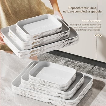 Tavă minimalistă cu imitație de marmură pentru baie – tavă de depozitare dreptunghiulară