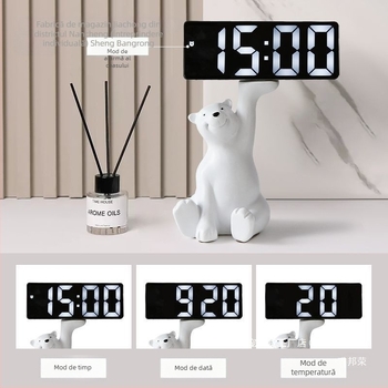 Ceas de birou cu compartiment pentru chei — rășină, personalizabil, stil coreean, ceas inteligent cu alarmă