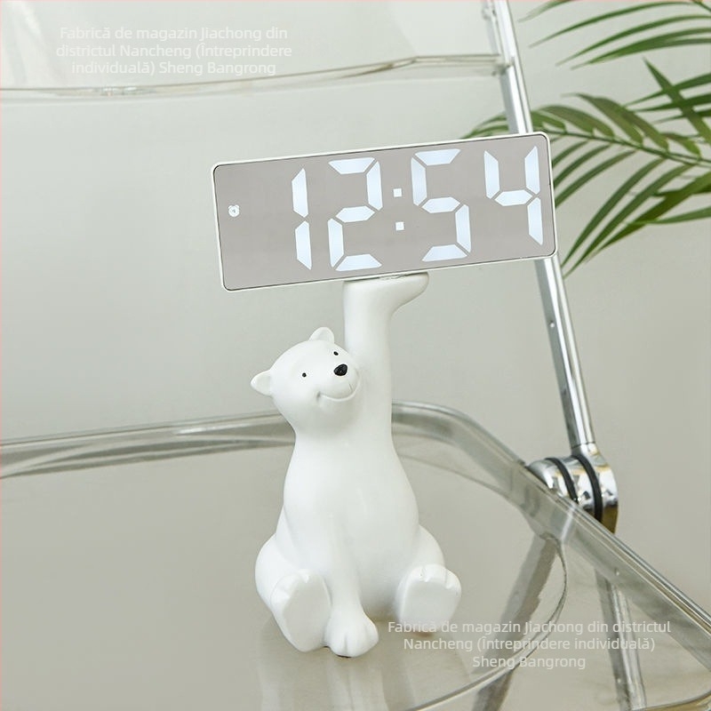 Ceas de birou cu compartiment pentru chei — rășină, personalizabil, stil coreean, ceas inteligent cu alarmă