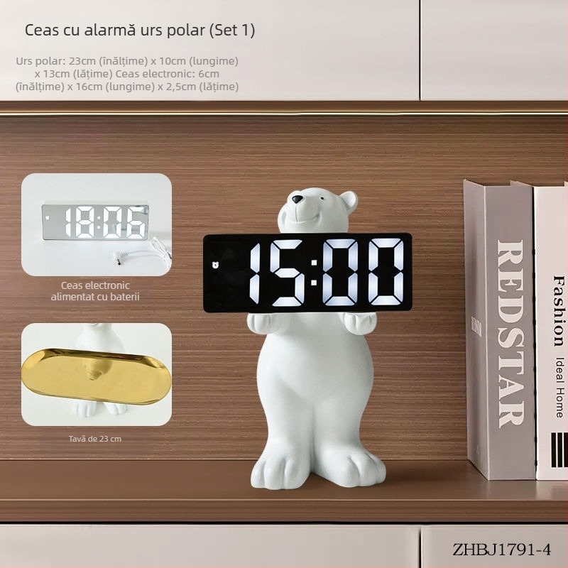 Ceas de birou cu compartiment pentru chei — rășină, personalizabil, stil coreean, ceas inteligent cu alarmă