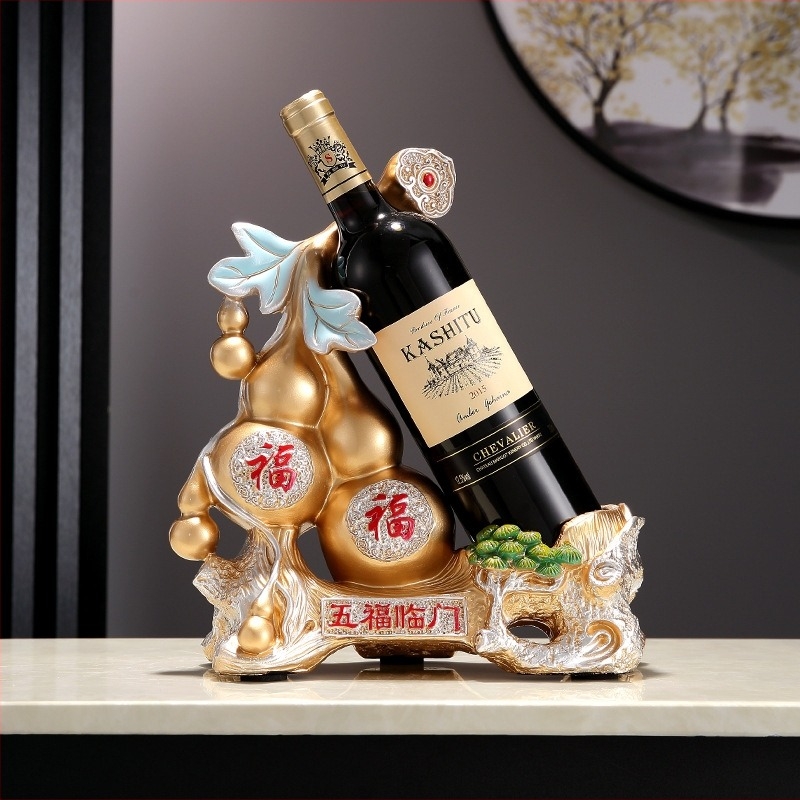 Suport decorativ pentru vin din rășină, pictat manual, în stil nou chinezesc, finisaj personalizabil