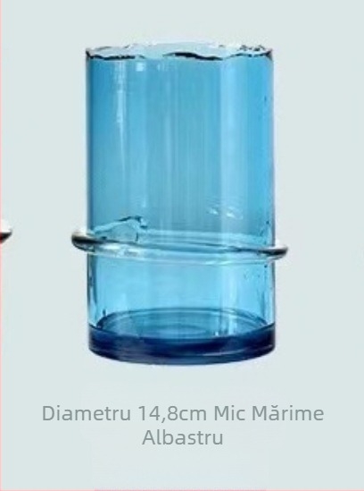 Vază geometrică din sticlă modernă Yajun, suflată, cu gât neregulat