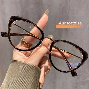 Ochelari cat-eye pentru miopie cu acoperire anti-lumină albastră, ramă TR90+metal, model F-71028, ramă reglabilă.