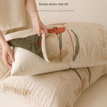 Husă pentru pernă – Material: mătase cu model floral, set de 2 bucăți, fără personalizare
