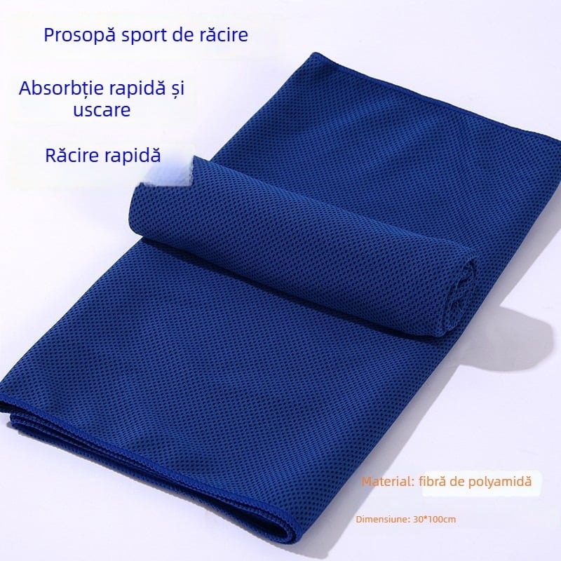 Prosop sport răcire: poliester + nailon; microfibră; 200d; 50 g; absorbție 0–5 s