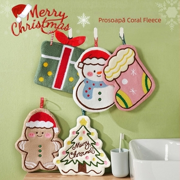 Prosop de mâini Xinghe, din fleece coral moale, absorbant, fără scame, brodat și tivuit, greutate 30–50 g, 36 fire