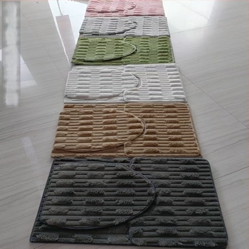 Set pernă pentru scaunul de toaletă din pluș, țesut, pătrat, culoare solidă, antiaderent pentru baie, include două covorașe de podea