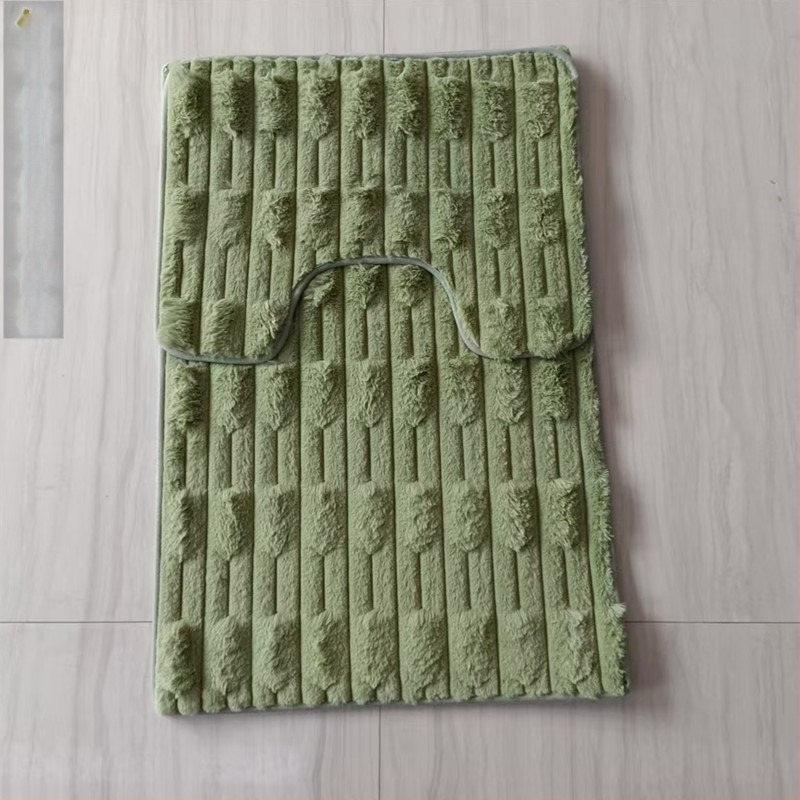 Set pernă pentru scaunul de toaletă din pluș, țesut, pătrat, culoare solidă, antiaderent pentru baie, include două covorașe de podea