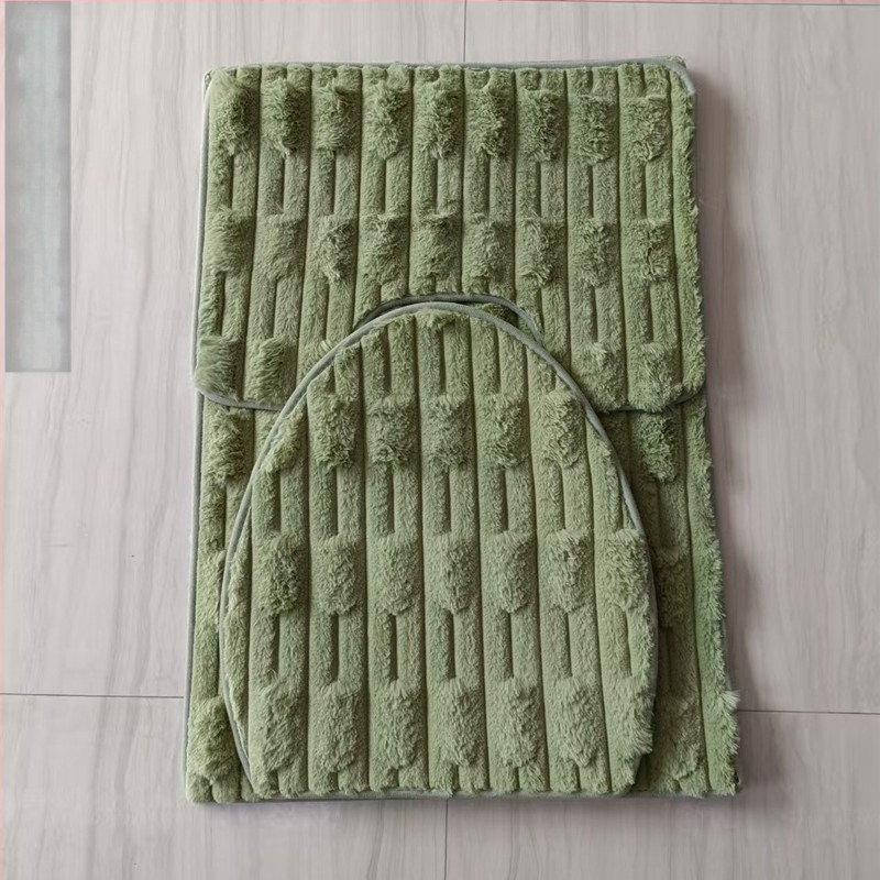 Set pernă pentru scaunul de toaletă din pluș, țesut, pătrat, culoare solidă, antiaderent pentru baie, include două covorașe de podea
