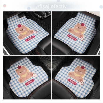 Covor auto Silk-Circle cu desen animat drăguț, interior universal pentru toate anotimpurile, piesă unică, rezistent la murdărie