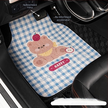 Covor auto Silk-Circle cu desen animat drăguț, interior universal pentru toate anotimpurile, piesă unică, rezistent la murdărie