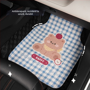 Covor auto Silk-Circle cu desen animat drăguț, interior universal pentru toate anotimpurile, piesă unică, rezistent la murdărie