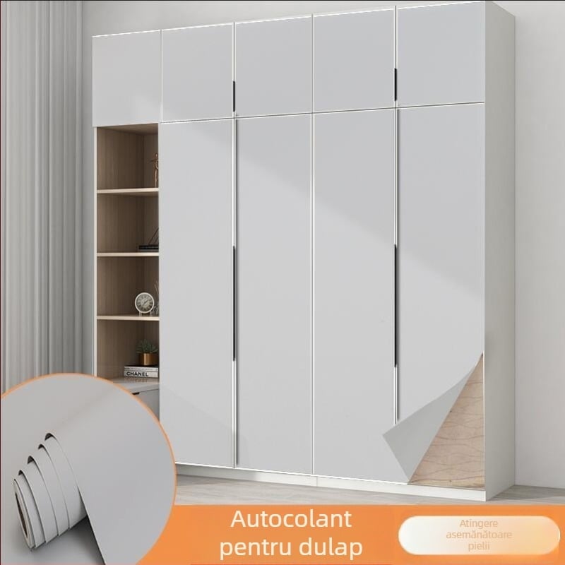 Decaluri autoadezive de înaltă calitate pentru ușile garderobei, folie autoadezivă care schimbă culoarea, tapet alb