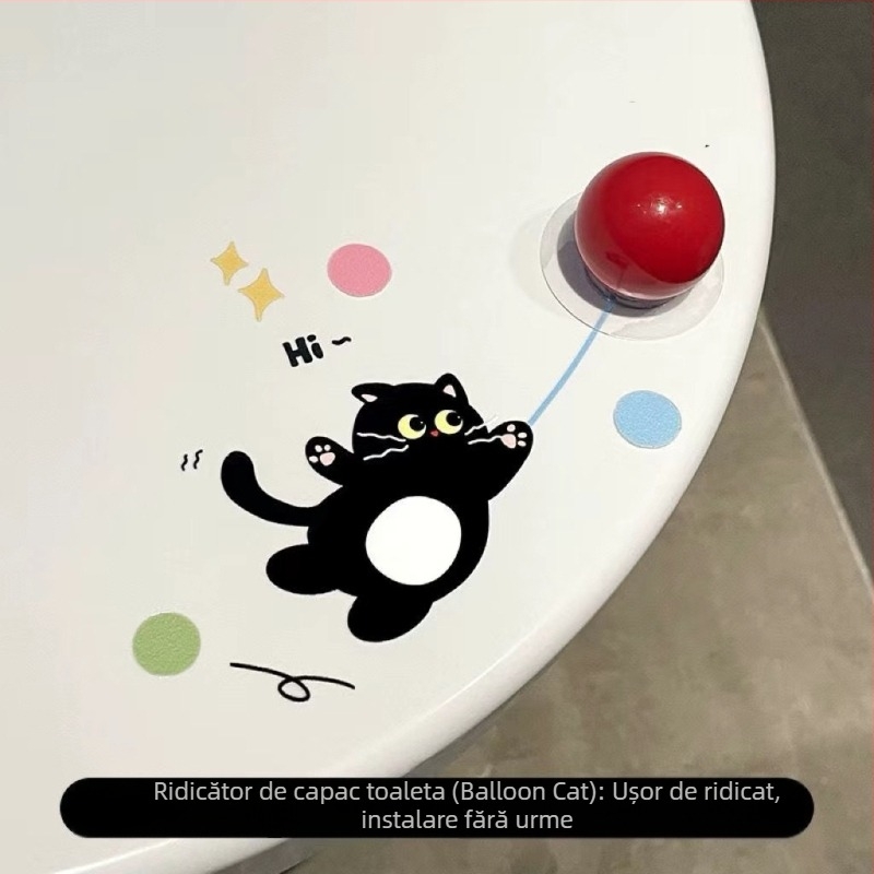 Ridicător capac de toaletă, PVC, auto-adeziv, stil modern minimalist (baie, seria Zootopia)