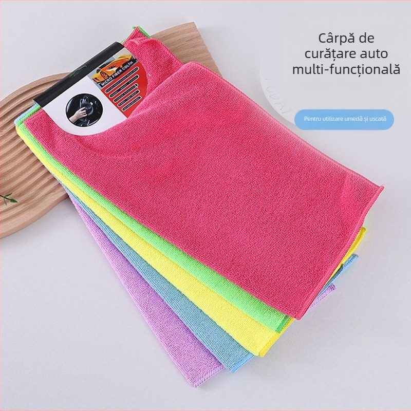 Prosop auto din microfibră, absorbție înaltă; greutate 25 g; producție: margine cusută, țesătură plată; caracteristici: decontaminare, absorbție rapidă a apei, rezistent la uzură