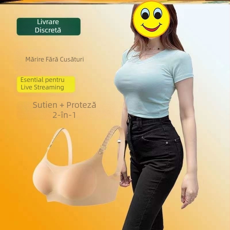 Sutien-protez pentru sân cu două în unu, inserții din silicon realiste pentru cross-dressing