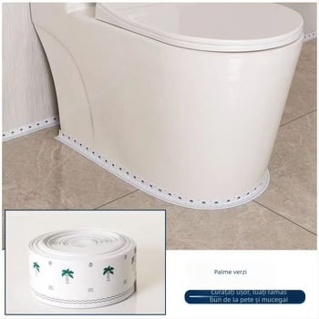 Bandă PVC autoadezivă etanșantă pentru margini – bucătărie și baie, stil modern minimalist, pentru goluri din jurul plitei pe gaz, chiuvetei și toaletei