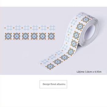 Bandă PVC autoadezivă etanșantă pentru margini – bucătărie și baie, stil modern minimalist, pentru goluri din jurul plitei pe gaz, chiuvetei și toaletei