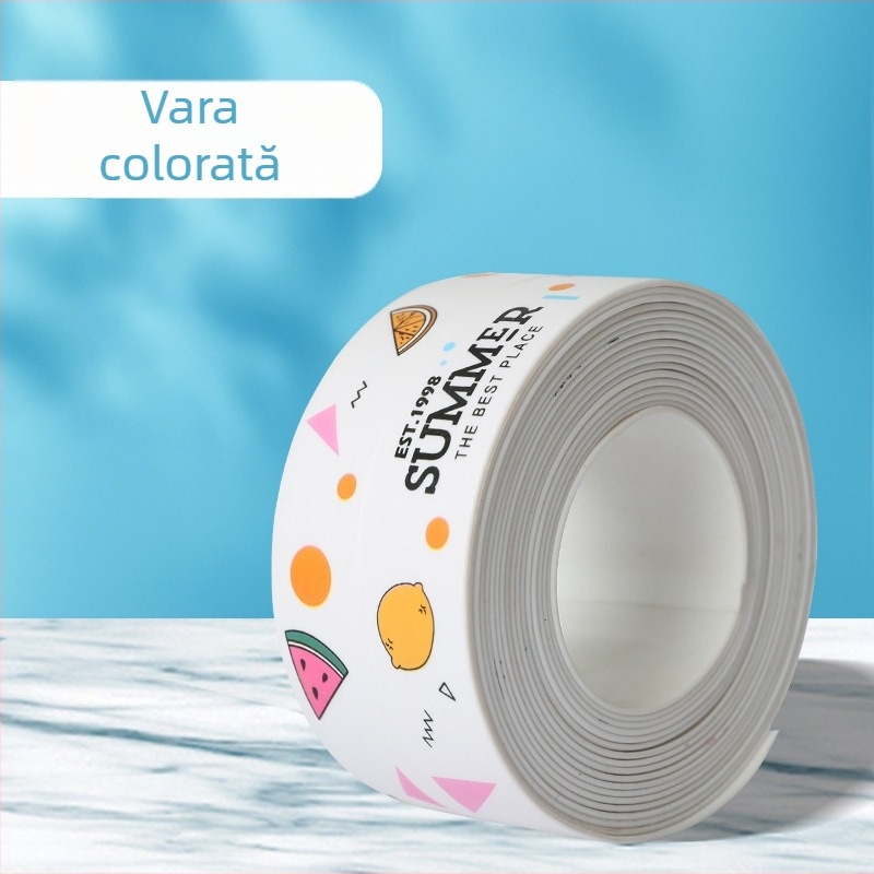 Bandă PVC autoadezivă etanșantă pentru margini – bucătărie și baie, stil modern minimalist, pentru goluri din jurul plitei pe gaz, chiuvetei și toaletei