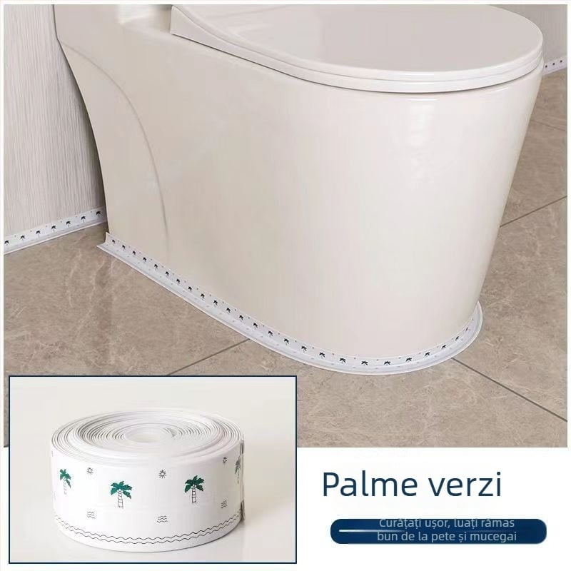 Bandă PVC autoadezivă etanșantă pentru margini – bucătărie și baie, stil modern minimalist, pentru goluri din jurul plitei pe gaz, chiuvetei și toaletei