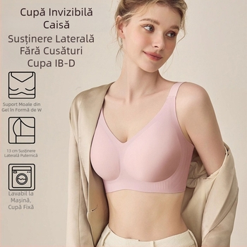 Sutien fără cusături, vară, pentru mărimi mari, push-up, anti-cădere, susținere laterală, cupă fixă, fără căptușeală
