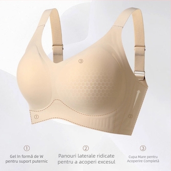 Sutien fără cusături, vară, pentru mărimi mari, push-up, anti-cădere, susținere laterală, cupă fixă, fără căptușeală