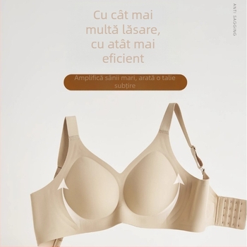 Sutien fără cusături, vară, pentru mărimi mari, push-up, anti-cădere, susținere laterală, cupă fixă, fără căptușeală