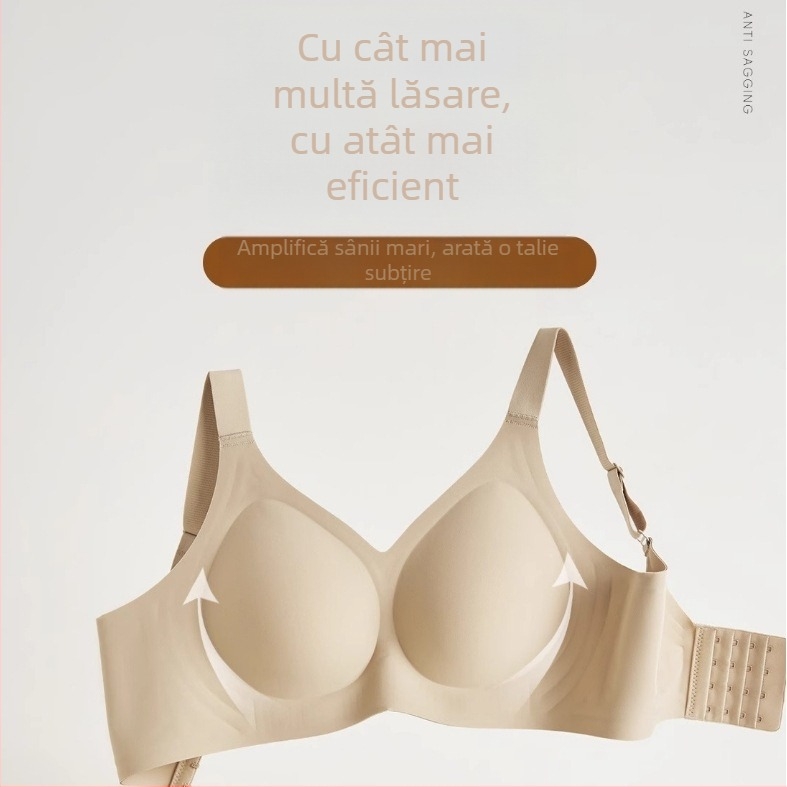 Sutien fără cusături, vară, pentru mărimi mari, push-up, anti-cădere, susținere laterală, cupă fixă, fără căptușeală