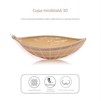 Un singur piesă fără bretele, silicon pentru bust, sutien invizibil lucios, cupa 1/2, cupă subțire modelată