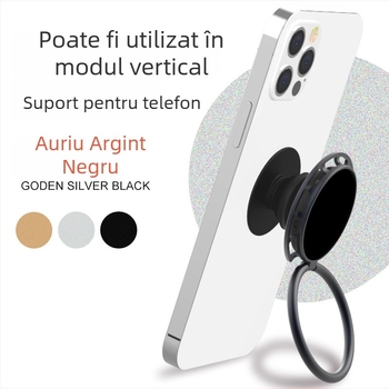 Suport pentru telefon cu inel și mecanism de airbag, stativ de birou telescopic pliabil pentru ecran vertical, aliaj zinc