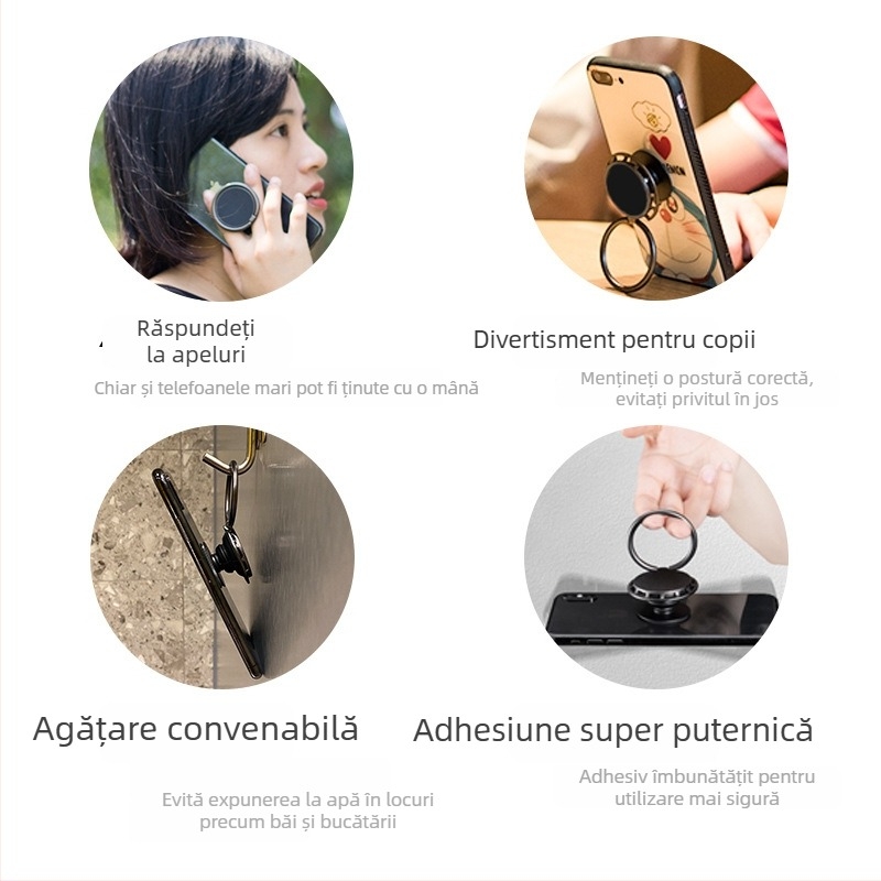 Suport pentru telefon cu inel și mecanism de airbag, stativ de birou telescopic pliabil pentru ecran vertical, aliaj zinc